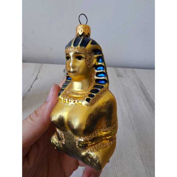 polonaise Egyptian princess sphinx gold ornament glass Xmas tree - Picture 2 of 9